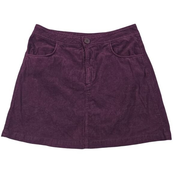 Zara Women's Burgundy Ribbed Corduroy Slash Pocket A-Line Mini Skirt Size Large‎ - Picture 1 of 6